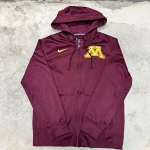 Nike Therma-FIT Minnesota Golden Gophers Full Zip‎ Hoodie Jacket Burgundy Small